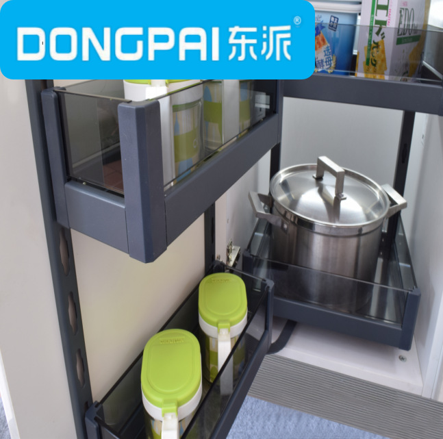 东派不锈钢拉篮橱柜厨房450玻璃连动两层款600柜玻璃连动篮