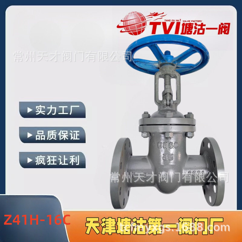 天津塘沽一阀TVI铸钢闸阀Z41H-16C铸钢法兰闸阀硬密封闸阀水油