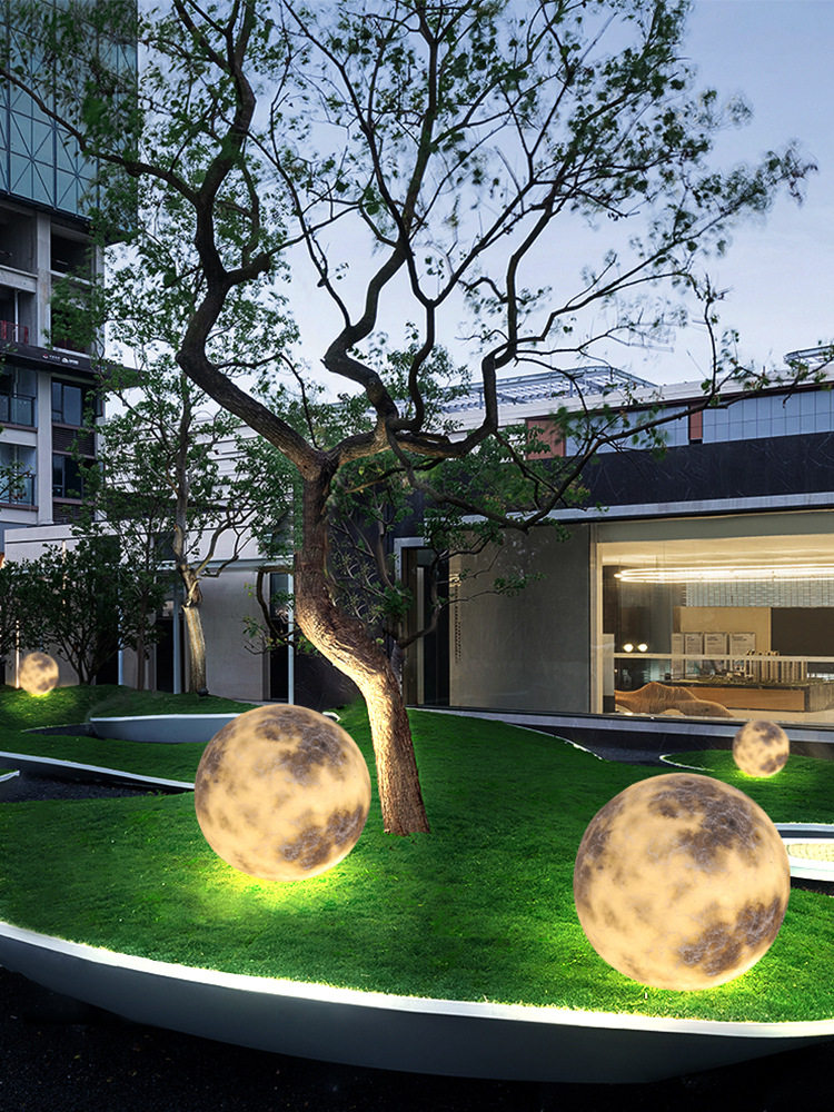 户外防水草坪灯陨坑餐桌灯派对氛围圆球创意庭院立体月球灯充电灯
