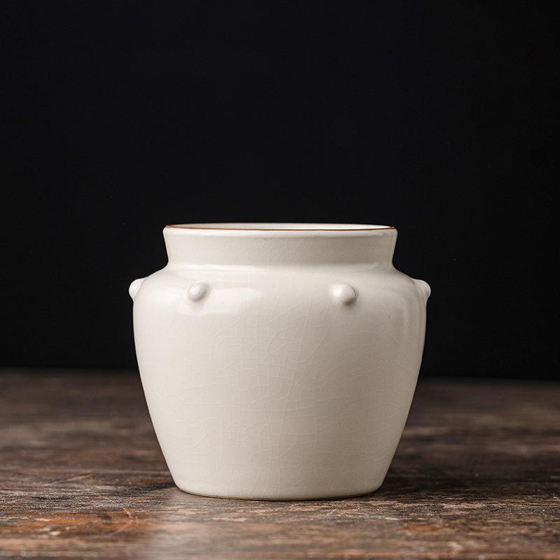 米黄汝窑茶洗杯洗水洗水盂茶渣缸陶瓷茶具配件洗茶器茶盆建水开片
