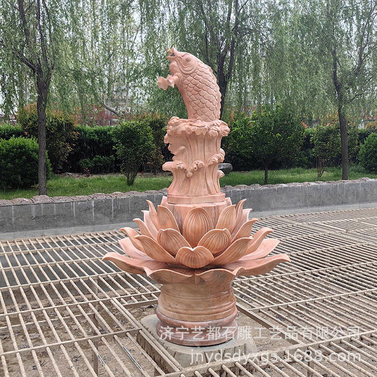 厂家直销石雕荷花鱼喷水雕塑