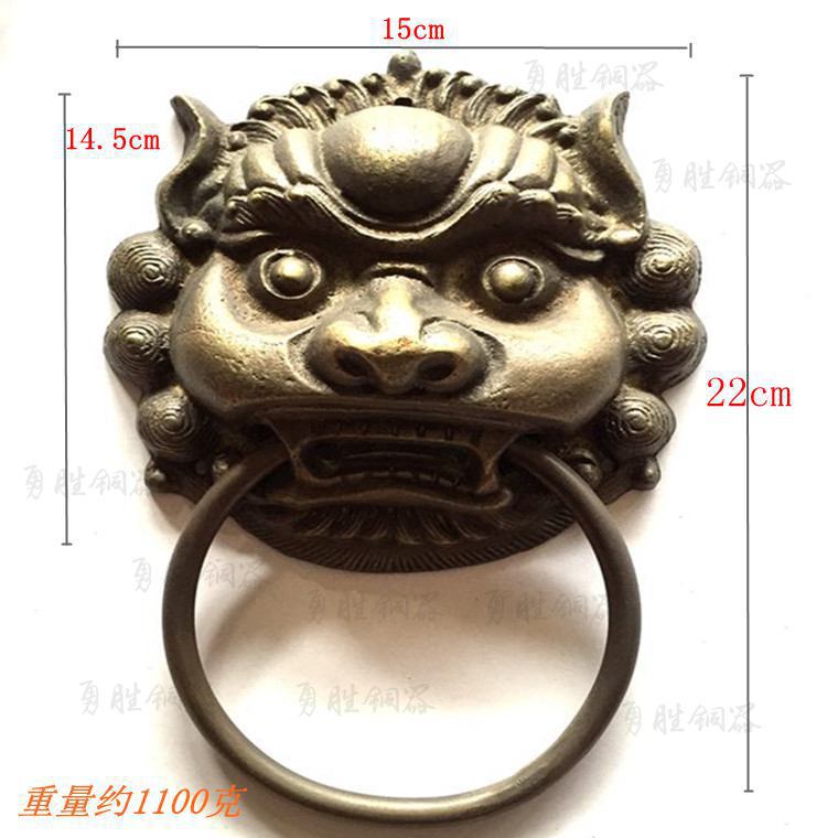 中式仿古兽头拉环加厚实木门