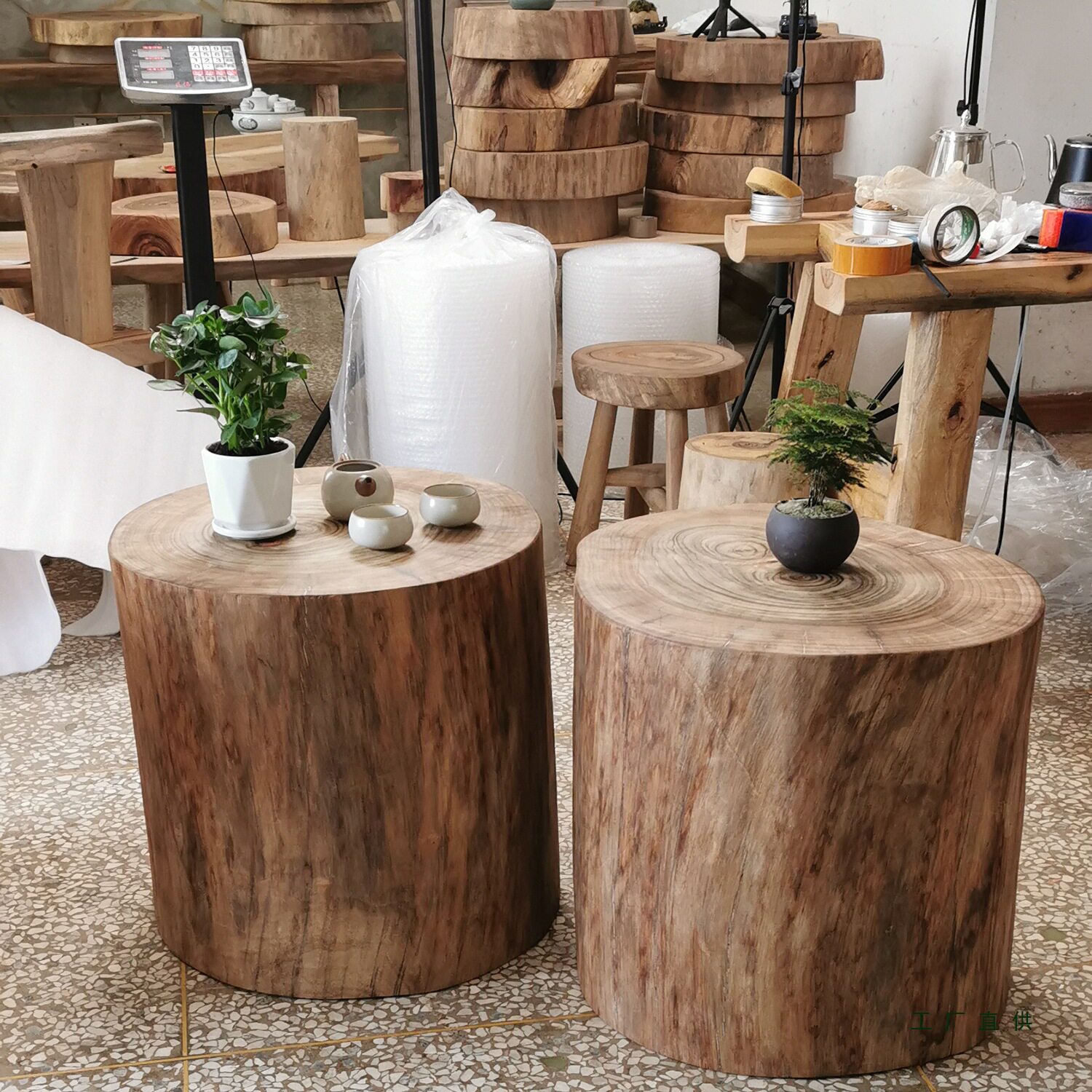 小叶香樟木根雕实木圆凳茶几底座