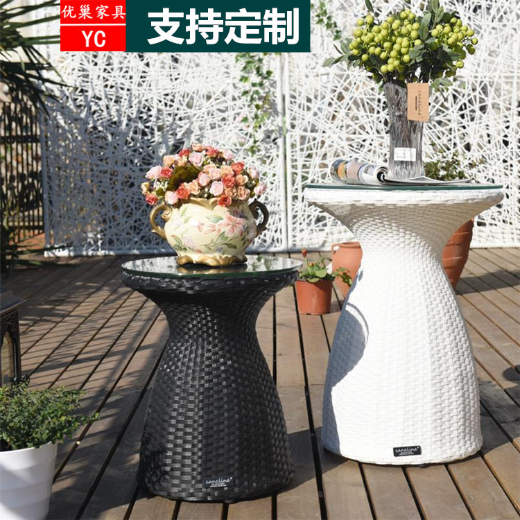 户外家具藤编创意边几室外花园庭院花瓶茶几阳台小桌子装饰台角几