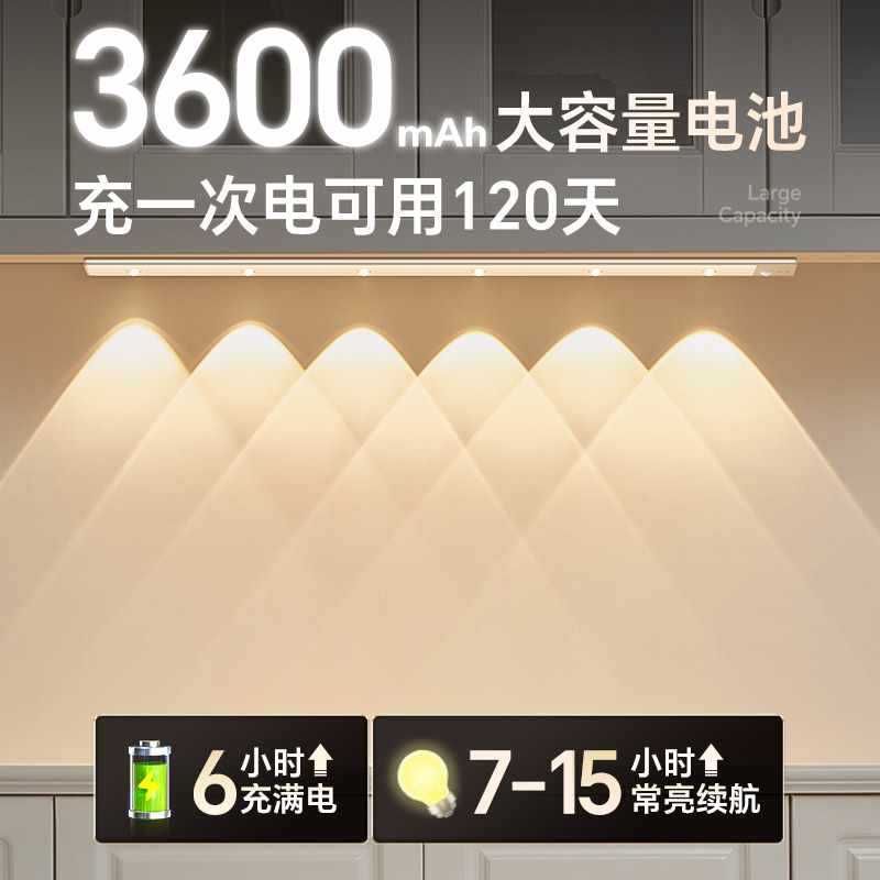 ?充电式款人体感应LED橱柜灯带酒柜鞋柜子入户无线自粘灯条免插