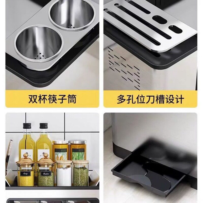 厨房家用不锈钢调料盒置物架多格一体防潮密封防尘调味品收纳盒子