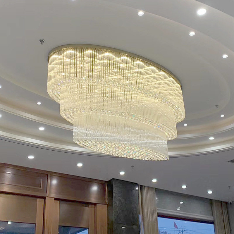 椭圆形水晶灯大堂客厅餐厅吸顶灯高档奢华酒店工程别墅宴会厅灯具
