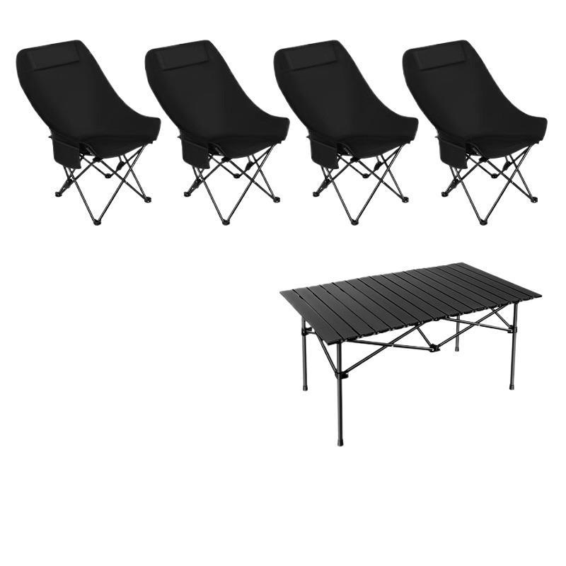 户外折叠椅子露营月亮椅便携钓鱼凳子靠背野餐收缩午休椅桌椅高背