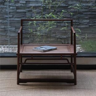 新中式黑胡桃木全实木主人椅茶椅现代简约型明式禅椅官帽椅打坐椅