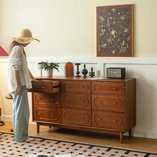 美式复古樱桃木实木九斗柜储物柜卧室客厅玄关收纳抽屉柜北欧斗柜