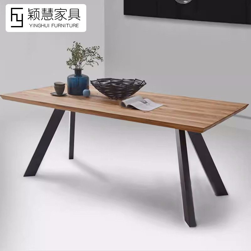美式loft办公桌实木电脑桌中岛台商用工业风写字桌卧室书桌子跨境