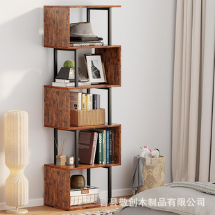 书架书柜现代小书架小空间S型木质角落书架客厅沙发旁收纳整理架