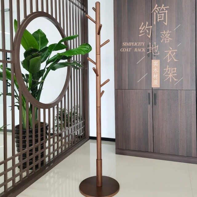 新中式实木挂衣架便携实用客厅卧室落地式衣帽架家用衣服置物架图片