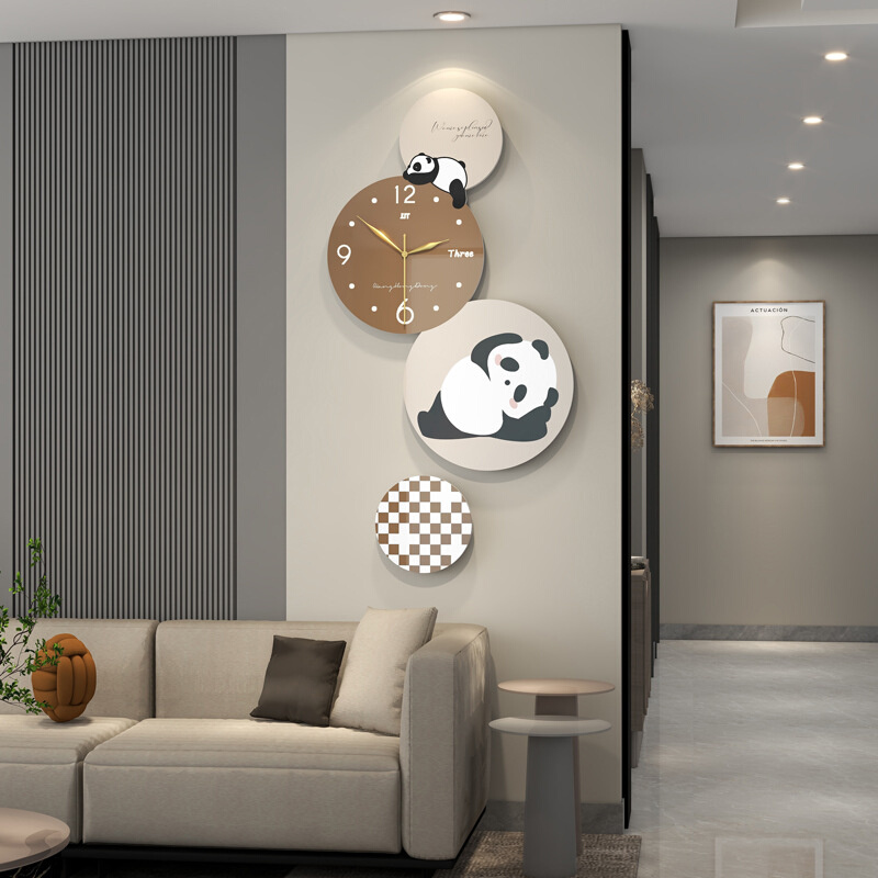 奶油风创意时钟挂墙高级感现代简约挂钟客厅家用装饰餐厅静音钟表