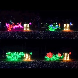 商场楼盘酒店节日平面诗词图案中国传统元 素灯光展梅兰竹菊造型灯