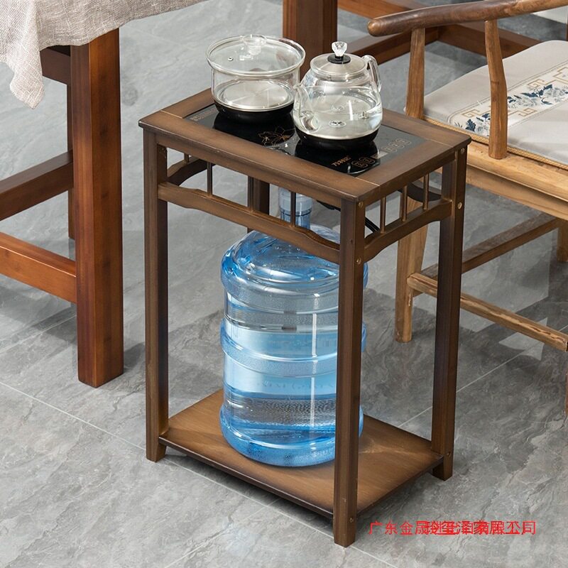 茶桌家用小茶台边柜侧柜实木泡茶吧茶几烧水壶一体水桶架茶水柜子