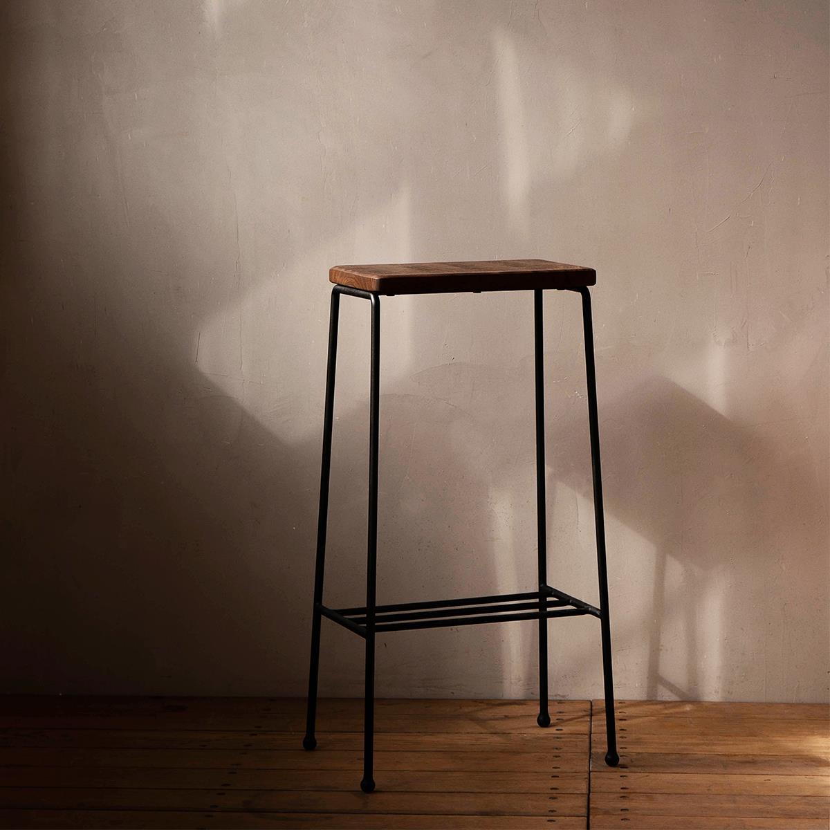 MUMO木墨 铁艺吧台高凳 黑胡桃木面板 客厅餐厅 实木家具