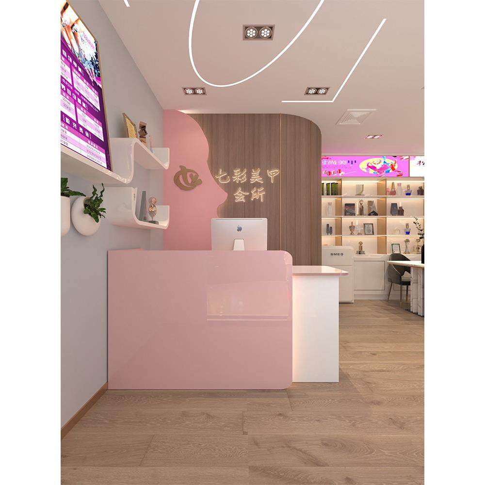 收银台店铺小型网红美容柜台前台桌子吧台烤漆弧形现代简约接待台,商业/办公家具,收银台,淘宝优惠券,粉丝福利购,淘宝优惠卷