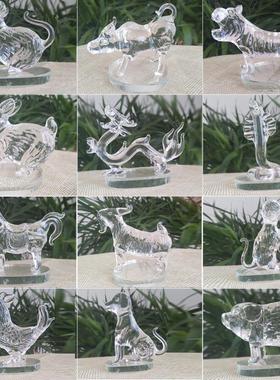 水晶12十二生肖生日礼物玻璃鼠牛虎兔龙蛇马羊猴鸡狗猪属相小摆件