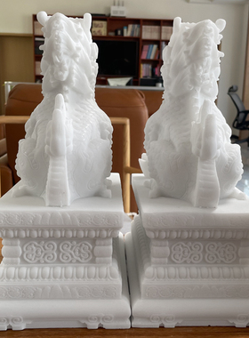 麒麟摆件一对店铺客厅家居卧室办公桌招财石雕汉白玉开业礼品