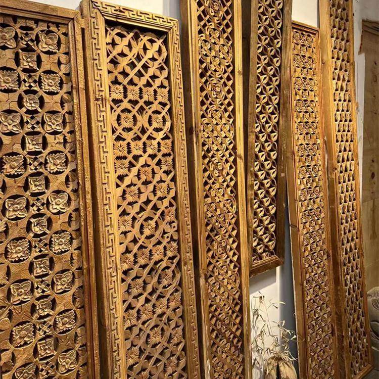 老物件老窗花雕花板书房客厅茶空间装饰老木雕挂件摆件装饰木条