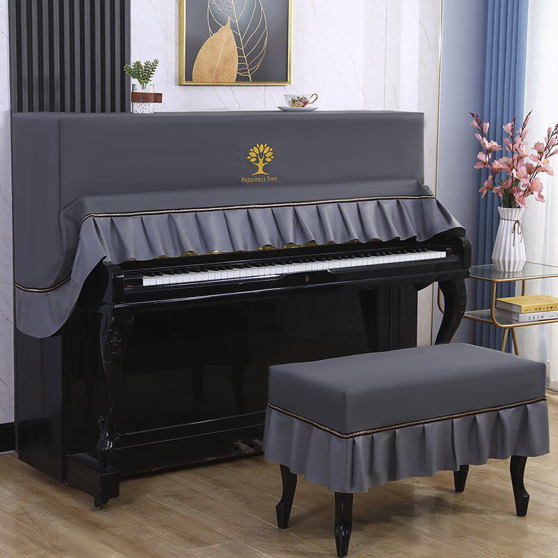 精选防水钢琴罩防尘罩烫画防猫抓地中海深色立式钢琴半罩高档珠江