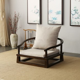 精选新中式实木打坐禅修椅榻榻米茶桌椅圈椅矮椅盘腿围椅太师椅轻