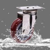 2.5寸3寸4寸5寸304不锈钢聚氨酯丝杆万向轮刹车轮工业手推车脚轮