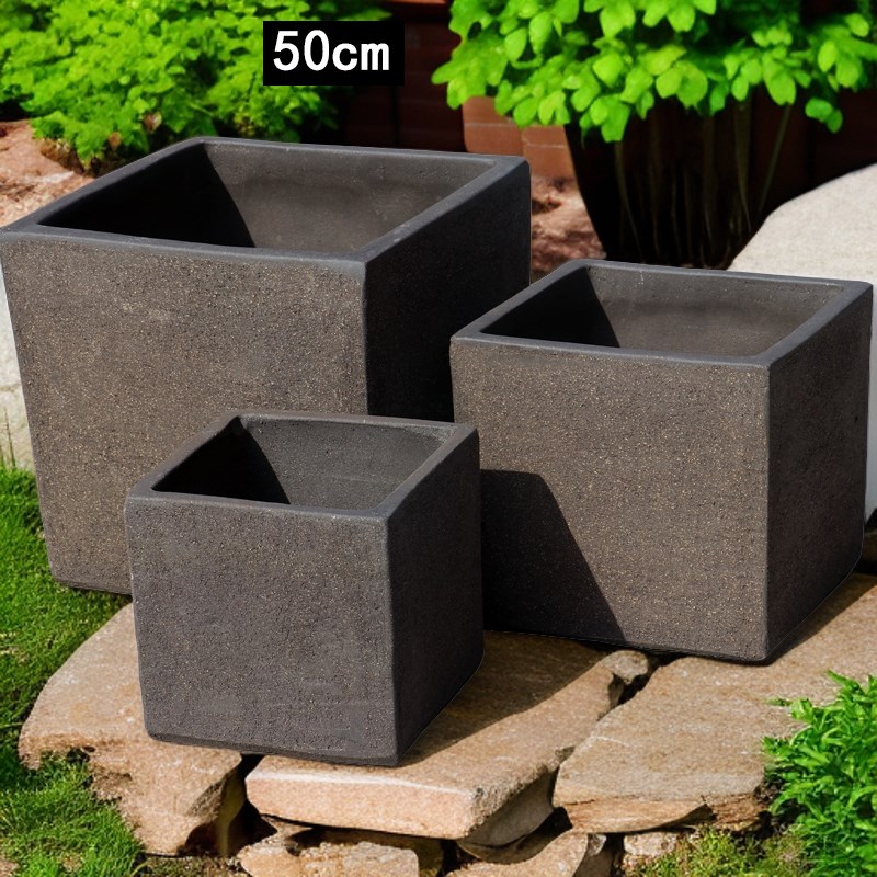 透气粗陶花盆大型落地绿植四方盆特大号户外园林景观陶土盆大口径