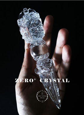 天然白水晶原石打磨雕刻普巴金刚杵三面降魔杵摆件手持精工体透