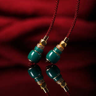 湖北原矿玉化绿松石弟子珠18k金配饰108佛珠金刚菩提配饰文玩配珠