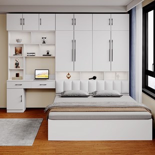 衣柜床一体小户型榻榻米床卧室组合多功能床带书桌家用实木儿童床