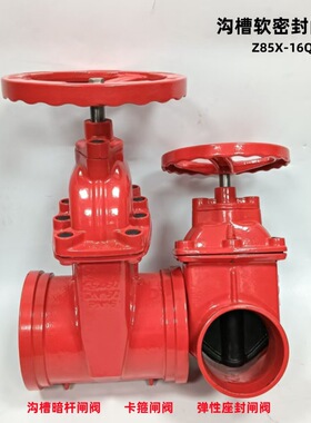 沟槽暗杆闸阀卡箍软密封弹性座封闸阀Z85X球墨铸铁材质DN50-DN200