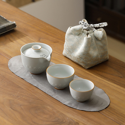 影青旅行茶具套装一壶一杯户外便携式快客杯个人专用喝茶茶壶茶杯