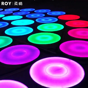 发光圆形音乐跳跳地砖灯人体重力感应舞池户外道具LED脚踩跑马灯
