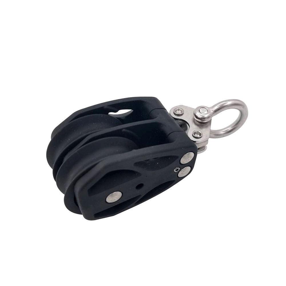 黑色尼龙双轮滑旋转塑料滑轮普拉提船用游艇皮划艇五金配件