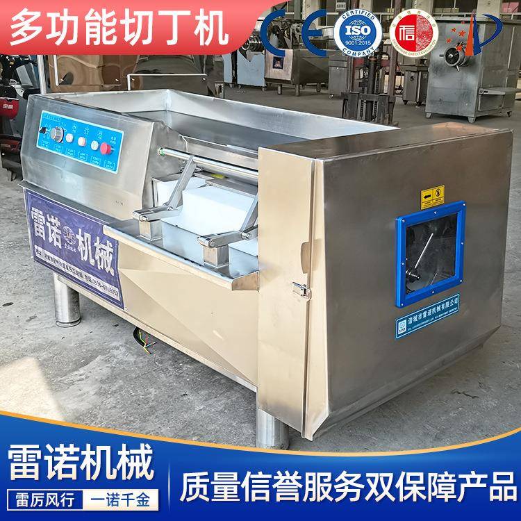 大型猪肉切丁机多功能商用切肉机器全自动熟食切肉设备厂家雷诺