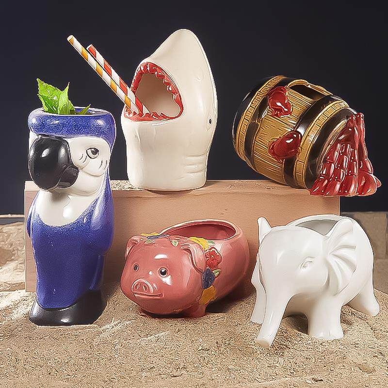 酒吧灵魂15款动物造型陶瓷鸡尾酒tiki杯个性花瓶卡通可爱夏威夷杯
