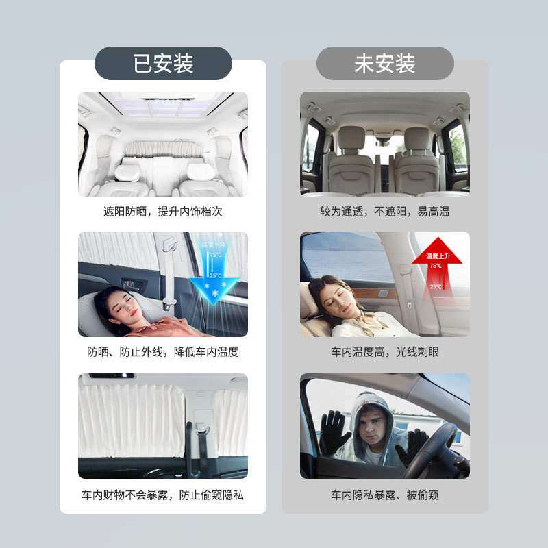 奔驰威霆专用工厂直销汽车遮阳鹿皮绒遮光改装伸缩私密侧后档窗帘