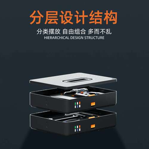 集壹家用维修分层折叠多功能五金套装电工锂电钻手提工具箱G1-AB