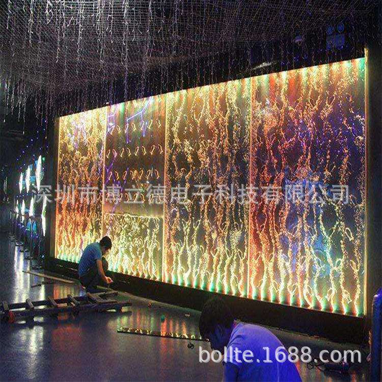 数字图文气泡水幕墙流水发光屏风玄关水舞隔断彩色LED气泡墙室内