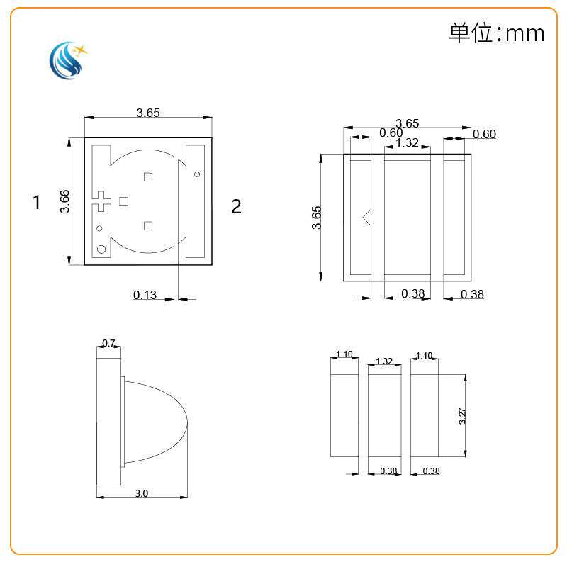 适用3535陶瓷大功率3W灯珠白光led灯珠手电筒汽车灯用高亮LED灯珠