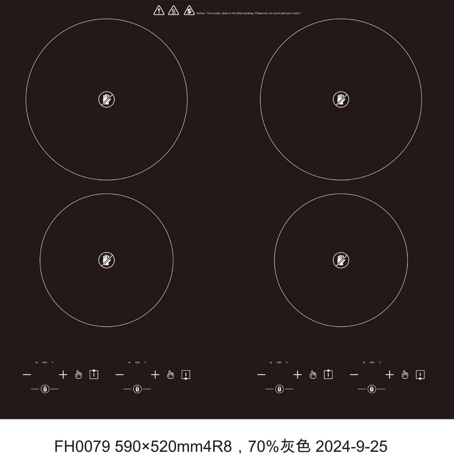 欧洲CE四头电陶炉230V6000瓦触摸多头厨房四头电陶炉商用