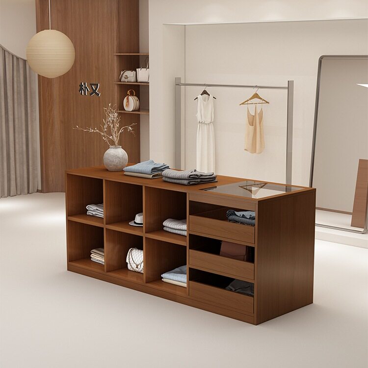 服装店中岛柜收银台柜台带玻璃摆件饰品陈列柜流水台展示台吧台桌图片