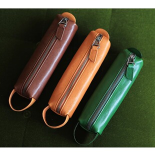 新款真皮质感便携软笔袋小号铅笔袋男女皮革文具袋刻刀袋小巧学生