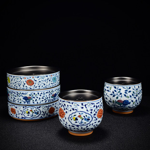 复古斗彩壶承建水青花干泡台茶盖置盖托陶瓷茶壶盖承青花瓷壶承