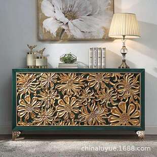 餐边柜 柜隔断柜别墅客厅收纳柜实木欧式 美式 入户玄关柜轻奢进门鞋