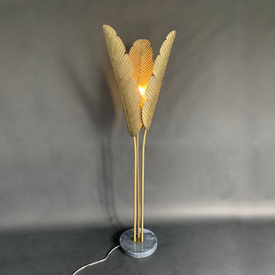 美式轻奢复古芭蕉叶客厅落地灯软装设计酒店别墅样板房铁艺落地灯