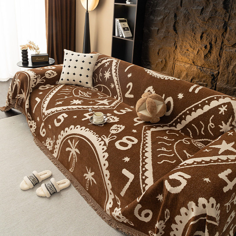 雪尼尔沙发盖布四季通用全盖沙发毯套罩高级感防猫抓不粘毛沙发巾