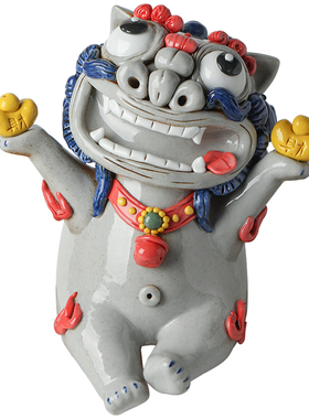 镇宅落地大摆件招财狮子貔貅装饰玄关客厅店铺陶瓷香炉开业礼品